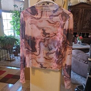 Pink and Brown Marble Crop Top